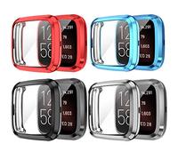 Yikamosi Screen Protector Compatible with Fitbit Versa 2,Soft TPU Full Coverage Protective Case Cover Compatible with Fitbit Versa 2/Versa 2SE,4PC(Red,Blue,Black,Gray)