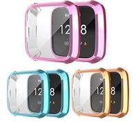 Yikamosi Screen Protector Compatible with Fitbit Versa Lite, Soft TPU Full Coverage Protective Case Cover Compatible with Fitbit Versa Lite,3PC(Pink,Blue,Rose Gold)