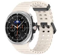 Yikamosi Sgancio rapido Silicone Chiusura in acciaio inossidabile Cinturino di Ricambio per Donne e Uomini Compatibile con Samsung Galaxy Watch 8(40MM/44MM)/Watch 8 Classic,Cachi