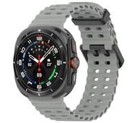 Yikamosi Sgancio rapido Silicone Chiusura in acciaio inossidabile Cinturino di Ricambio per Donne e Uomini Compatibile con Samsung Galaxy Watch Ultra 47MM(2025),Grigio