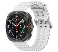 Yikamosi Sgancio rapido Silicone Chiusura in acciaio inossidabile Cinturino di Ricambio per Donne e Uomini Compatibile con Samsung Galaxy Watch Ultra 47MM(2025),Bianco