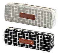 YIKANGHENG 2 scatole per penne e matite, 19 x 9,9 x 5 cm, astuccio morbido per penne e pennarelli e regali per le vacanze (a quadri)