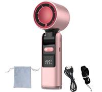 Yikeyuan Chillmate Portable Refrigerated Fan, Chillmate Fan Ice - Ice-Cool 199-Speed Adjustable, Foldable Lightweight 6000mah Usb-Rechargeable Battery, Low Noise Neck With Led Display (Pink normal)
