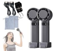 Yikeyuan Jiditech Handheld Fan, Features A Built-In Phone Stand, 100 Level Adjustable Turbo Fans, 4800mah Type-C Rechargeable Battery, Led Display, Travel, Camping, Office, Outdoor Use (2PC-1)