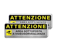 YIKIADA 2 Cartelli Area Videosorvegliata per Ragioni Di Sicurezza, Segnaletica Videosorveglianza In Alluminio, Cartello Area Cartelli Videosorveglianza Adesivi, Piccole, 15 X 5 CM