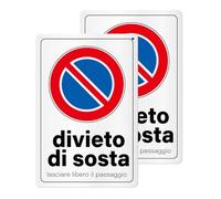 YIKIADA 2 Pezzi Cartello Divieto di Sosta Lasciare libero il Passaggio in Alluminio per Esterno Metallo 20 x 30 cm