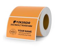 YIKIADA Etichetta Termica Arancione in Vinile Rotolo da 50 x 76 mm Adesivo Rettangolare Autoadesivo per Indirizzo Adesivo Impermeabile per Nome Codice a Barre Codice QR Fai da Te Confezione da 500