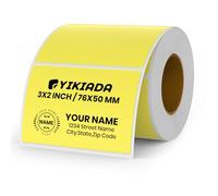 YIKIADA Etichetta Termica Gialla in Vinile Rotolo da 50 x 76 mm Adesivo Rettangolare Autoadesivo per Indirizzo Adesivo Impermeabile per Nome Codice a Barre Codice QR Fai da Te Confezione da 500