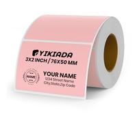 YIKIADA Etichetta termica rosa vinile 50 x 76 mm rotolo rettangolare autoadesivo indirizzo adesivo impermeabile per nome codice a barre QR code fai da te 500 pezzi