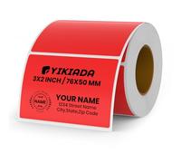 YIKIADA Etichetta Termica Rossa in Vinile Rotolo da 50 x 76 mm Adesivo Rettangolare Autoadesivo per Indirizzo Adesivo Impermeabile per Nome Codice a Barre Codice QR Fai da Te Confezione da 500