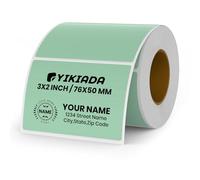 YIKIADA Etichetta termica verde vinile 50 × 76 mm rotolo rettangolare autoadesivo indirizzo adesivo impermeabile per nome codice a barre QR code fai da te 500 pezzi