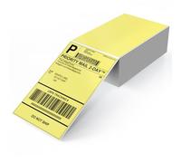 YIKIADA Etichette per spedizioni gialle 4 × 6 pollici, in vinile, autoadesive, impermeabili, perforate, termiche dirette per ufficio, magazzino, nome indirizzo, 250 pezzi