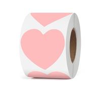 YIKIADA Etichette termiche a forma di cuore rosa, in vinile, 50 mm, autoadesive, impermeabili, per logo, codice a barre, matrimonio, anniversario, San Valentino, 500 pezzi
