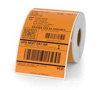 YIKIADA Etichette termiche arancioni in vinile, 15,2 x 10,2 cm, autoadesive, rettangolari, impermeabili, per stampante, etichette di spedizione per codice QR e indirizzo ufficio fai da te, 250 pezzi