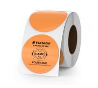 YIKIADA Etichette termiche arancioni in vinile, 5 cm, autoadesive, rotonde, impermeabili, per stampante, etichette con nome, per codice QR, indirizzi fai da te, ufficio, 500 pezzi