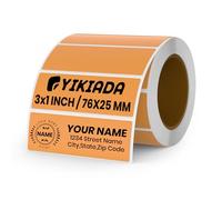 YIKIADA Etichette Termiche Autoadesive 25 X 76 mm Arancioni Adesivi Colori Rimovibili Stampabili Impermeabili per Logo Codice a Barre QR inventario 500 pezzi per Rotolo
