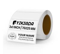 YIKIADA Etichette Termiche Autoadesive 25 X 76 mm Bianchi Adesivi Colori Rimovibili Stampabili Impermeabili per Logo Codice a Barre QR inventario 500 pezzi per Rotolo