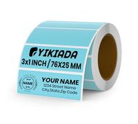 YIKIADA Etichette Termiche Autoadesive 25 X 76 mm Blu Adesivi Colori Rimovibili Stampabili Impermeabili per Logo Codice a Barre QR inventario 500 pezzi per Rotolo