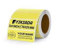 YIKIADA Etichette Termiche Autoadesive 25 X 76 mm Gialli Adesivi Colori Rimovibili Stampabili Impermeabili per Logo Codice a Barre QR inventario 500 pezzi per Rotolo