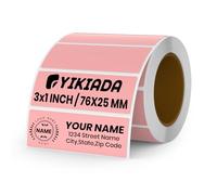 YIKIADA Etichette Termiche Autoadesive 25 X 76 mm Rosa Adesivi Colori Rimovibili Stampabili Impermeabili per Logo Codice a Barre QR inventario 500 pezzi per Rotolo