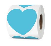 YIKIADA Etichette termiche blu in vinile 76 mm a forma di cuore, autoadesive, rotolo, adesivi per regali, impermeabili, per stampante, etichette termiche per logo, codice a barre, matrimonio