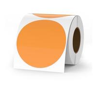 YIKIADA Etichette Termiche Rotonde Autoadesive 76 mm Vinile Arancioni Adesivi Colori Pois Rimovibili per Stampabili Indirizzi Impermeabili logo Codice a Barre QR inventario 500 pezzi per Rotolo