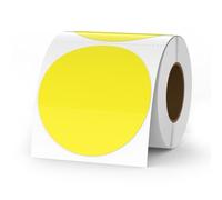 YIKIADA Etichette Termiche Rotonde Autoadesive 76 mm Vinile Gialli Adesivi Colori Pois Rimovibili per Stampabili Indirizzi Impermeabili logo Codice a Barre QR inventario 500 pezzi per Rotolo