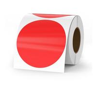 YIKIADA Etichette Termiche Rotonde Autoadesive 76 mm Vinile Rossi Adesivi Colori Pois Rimovibili per Stampabili Indirizzi Impermeabili logo Codice a Barre QR inventario 500 pezzi per Rotolo