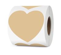 YIKIADA Etichette termoadesive in vinile color kaki 76 mm a forma di cuore, autoadesive, rotolo, adesivi per regali, impermeabili, per stampante, etichette termiche per logo, barcode, matrimonio