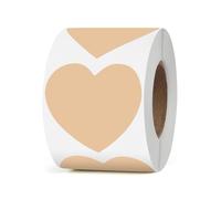 YIKIADA Etichette termoadesive in vinile cuore kaki 50 mm Rotolo adesivo regalo impermeabile per stampante Etichette termo per logo, codici a barre, anniversario di matrimonio, San Valentino 500