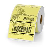 YIKIADA Rotolo di etichette termiche in vinile giallo, 150 x 100 mm, adesivo termico diretto perforato, etichetta di spedizione impermeabile per codice a barre, codice QR, 250 pezzi