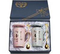 YIKILYLIFE 40 Anni Matrimonio Tazza in Marmo Ceramica 400ml - Idee Regali per Anniversario Genitori