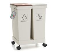 Yikko Set 2 Bidoni Differenziati, Pattumiere, 2 contenitori con coperchio, 2 x 12 l, contenitori per il riciclaggio rimovibili con ruote, sistema di raccolta differenziata (24L-20)