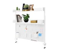 yikmid Organizer da scrivania con clip, libreria regolabile | Organizer da scrivania per computer a 2 livelli, capacità di carico 7,5 kg per ripiano, per ufficio e casa, 60 x 95 cm