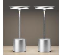 YIKUI Lampada da tavolo a LED dimmerabile, senza fili, batteria ricaricabile da 6000 mAh, con 3 temperature di colore, IP54, impermeabile, adatta per camera da letto, ristorante, campeggio (2 argento)