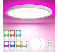 YiLaie 2 Pezzi Plafoniera LED Soffitto 24W 2700LM, RGB Lampadario per Camera da Letto Ø30cm,3000K-6500K Lampada LED Soffitto Dimmerabile Con Telecomando, IP44 Impermeabile,Per Soggiorno Camera letto
