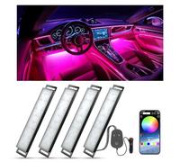 YiLaie Illuminazione per interni auto con App E Controller, 16 Milioni di Colori, Modalità Musica, 4 in 1 LED Auto Interni, Regalo per Accessori Interni Auto per Uomini e Donne, DC 12V
