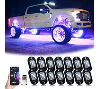 YiLaie RGB LED Rock Lights 14 Pcs, 210 LED Luce con Telefono App/Telecomando & Timing & Modus Musica Kit di luci rock, impermeabile Underglow Light für ATV RZR UTV SUV Off Road Auto Motocicletta