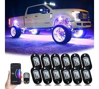 YiLaie RGB LED Rock Lights, 180 LED luci con telefono App/telecomando & Timing & musica Modus Rock Lights Kits, impermeabile Underglow Light für ATV RZR UTV SUV Off Road Auto Motocicletta (12 Pcs)
