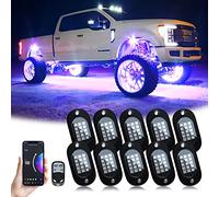 YiLaie RGB LED Rock Lights, con Telefono App/Remote & Timing & Music Modus Rock Lights Kits, impermeabile Underglow Light für ATV RZR UTV SUV Off Road Auto Motocicletta (10 Pcs)