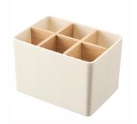 YILAIMAX Portaspazzolino per bagno, 6 scomparti, in bambù, per spazzolino elettrico, dentifricio, rasoio, può essere utilizzato in bagno, camera da letto, ufficio, cucina, ecc., bianco