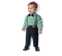 Yilaku Baby Boy Suit Toddler Boy Clothes Set Abito formale da sposa con camicia Papillon + bretelle Pantaloni 9-12 mesi Verde