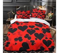 Yilani Simboli del cuore 3D Stampa Coperteletto 3pz Microfibra Resistente Modello astratto Coperta Letto 2 federe Antimacchia Arredo Camera Adolescenti Double（200x200cm）