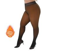 Yilanmy Collant foderati in pile taglie forti leggings caldi invernali traslucidi finti per le donne di controllo superiore spesso collant termico, Cannella, 4XL/5XL