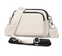 YILCER Borsa a tracolla da donna, piccola borsa a tracolla in pelle da donna, borsa a tracolla con pompon London con tracolla larga per chitarra intercambiabile (2 tracolle), A-Bianco