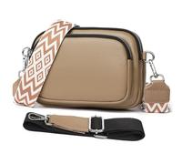 YILCER Borsa a tracolla da donna, piccola borsa a tracolla in pelle da donna, borsa a tracolla con pompon London con tracolla larga per chitarra intercambiabile (2 tracolle), A-cachi