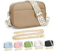 YILCER Borsa a tracolla da donna, piccola borsa a tracolla in pelle da donna, borsa a tracolla con pompon London con tracolla larga per chitarra intercambiabile (2 tracolle), B-marrone, alla moda