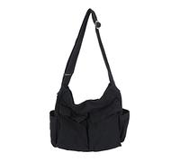 YILCER Borsa a tracolla in tela da donna, borsa a tracolla in tela estetica, borsa a tracolla Y2K, borsa hobo tote per scuola, viaggi, casual quotidiano, Nero-3