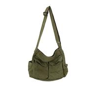 YILCER Borsa a tracolla in tela per donne e ragazze, borsa a tracolla in tela estetica, borsa a tracolla Hobo, borsa tote per scuola e viaggi, casual per tutti i giorni (verde militare-3), Verde