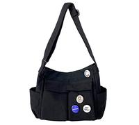 YILCER Borsa a tracolla in tela per donne ragazze, borse a tracolla in tela estetica Messenger Bag Hobo Tote Bag per viaggi scolastici casual quotidiano, B Black